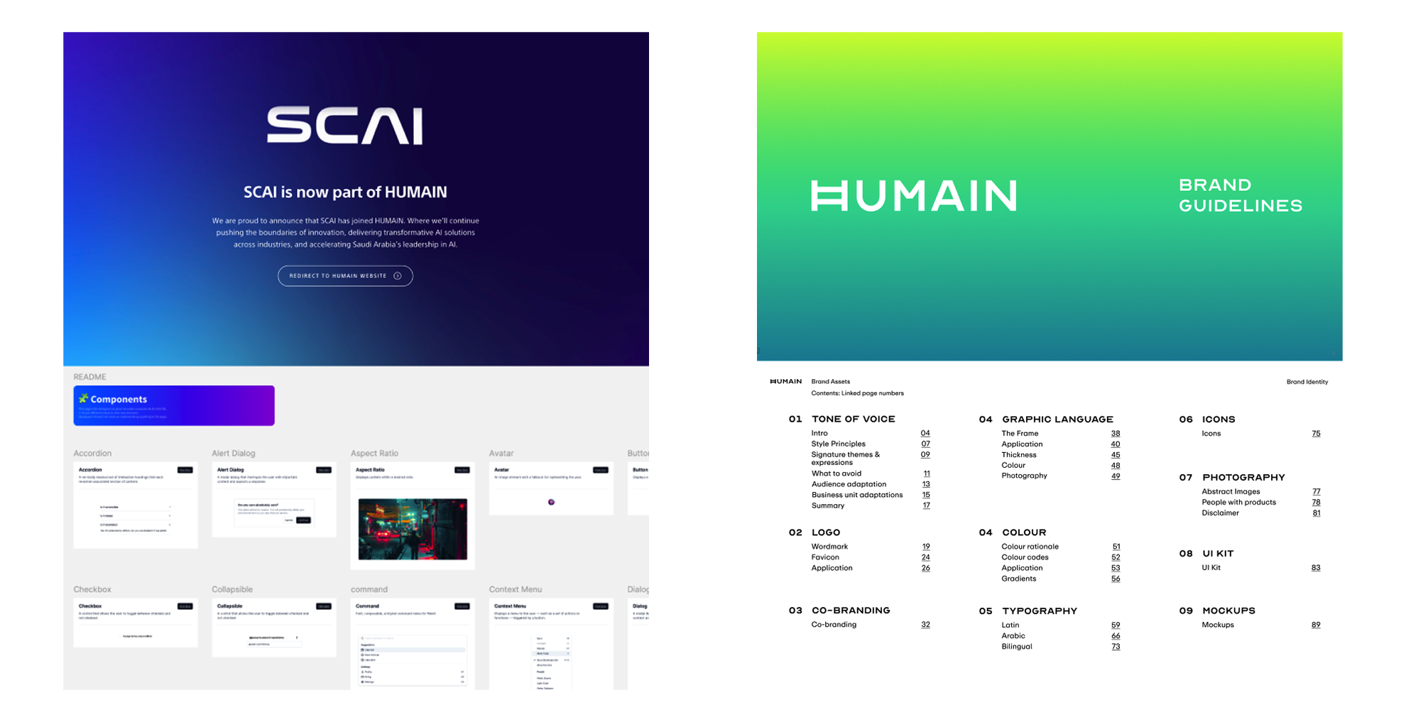 Scai component audit and Humain brand guideline preparation